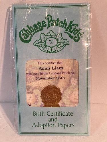 Papeles de adopción de certificado de nacimiento para niños Cabbage Patch vintage para niño-tú eliges - Imagen 3 de 16
