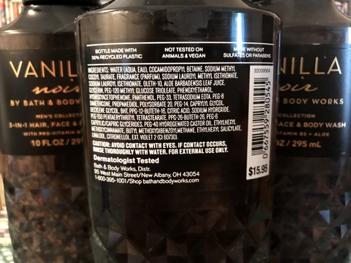 VANILLA NOIR HAIR FACE BODY WASH 3 IN 1 SEALED BATH BODY WORKS MEN X 3 BLACK - Picture 2 of 2