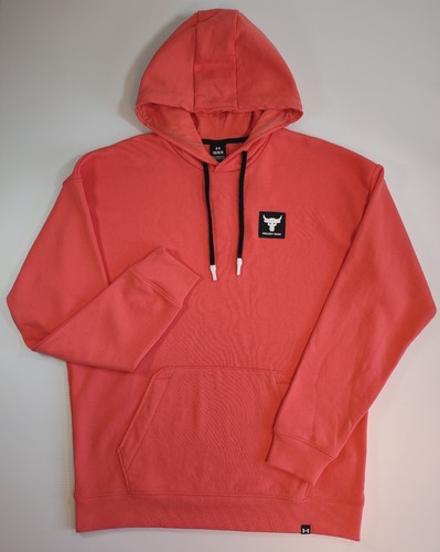 Under Armour Project Rock Mens Heavyweight Terry Hoodie Size L Red Coral New NWT - Foto 1 di 7