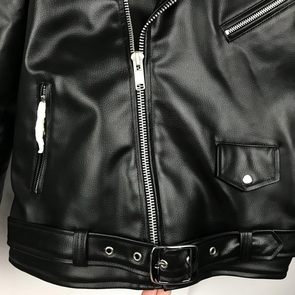 Straight To Hell Commando II Vegan Leather Motorcycle Jacket Black, Size 48 L - Image 4 of 4