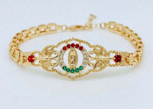 Pulsera Placa Dorada Virgen María Joyería para Mujer. Pulsera virgen de Guadalupe - Imagen 18 de 58