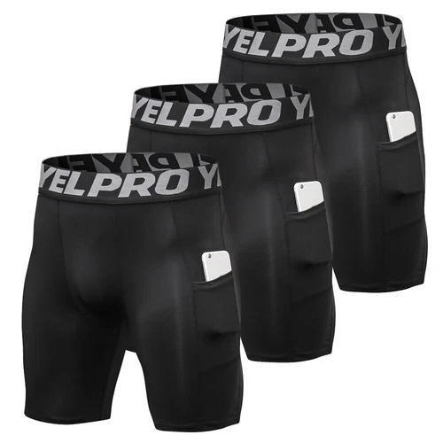 3 Pack Men Compression Shorts Active Workout Underwear with Pocket Shorts - Bild 9 von 34