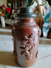 TRES BEAU POT A TABAC EN GRES ET ETAIN  COLLECTION OBJET VITRINE