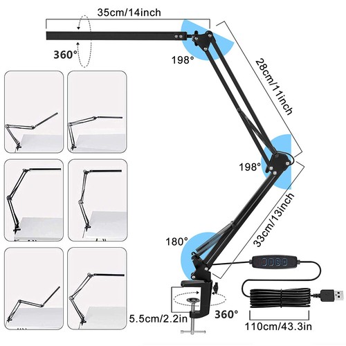 LED Schreibtischlampe◇ 10W Tischlampe Büroleuchte Beleuchtung Leselampe Dimmbar - Bild 7 von 23