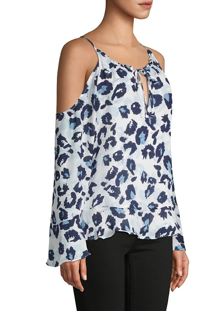 $278 NWT PARKER SzXS LEOPARD-PRINT COLD SHOULDER LONG SLEEVE