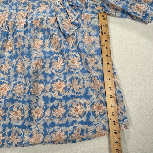 Love Colette Blouse Women's Large Blue Floral Ruffle Puffs Sleeve Style LT1111 - 第 9/10 張圖片