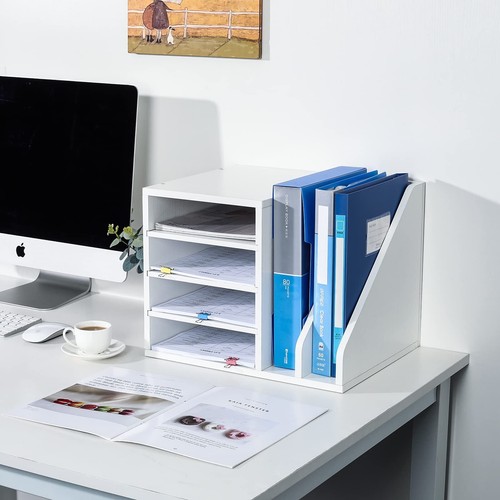WUH66Wood Desktop File Holder Organizer Mail Sorter For File Folders, Mails - Picture 11 of 12