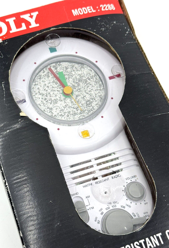 RELOJ Ducha Vintage Años 90 Poli AM/FM Resistente al Agua RADIO Posmoderno 2288 Blanco - Imagen 3 de 7