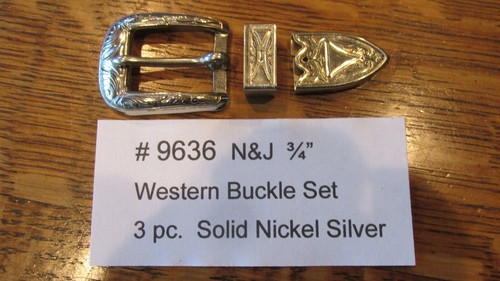 WESTERN Buckles North &Judd VINTAGE new USA Nickel Silver 3/4"and 1" 3 Piece set - Picture 30 of 38