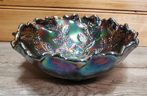 Fenton Karneval Glas Schüssel Stechpalme und Beere schillernder Stil 7,5"" × 3"" keine Chips - Bild 6 von 12