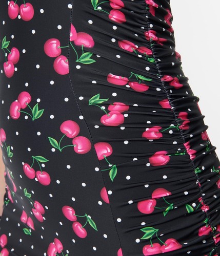 Unique Vintage 50er retro Cherry Polka Dots Kirschen Badeanzug Rockabilly - Bild 4 von 7