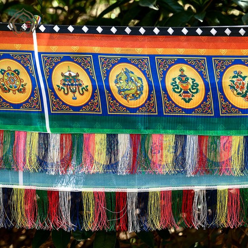 Tibetan Style Eight Auspicious Valance Table Surrounding Wall Decoration Hanging - Picture 4 of 10