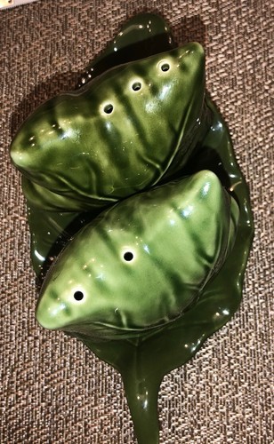 Juego de coctelera de sal y pimienta hoja 3 piezas galleta barril otoño decoración en bandeja 🍃 verde - Imagen 8 de 11