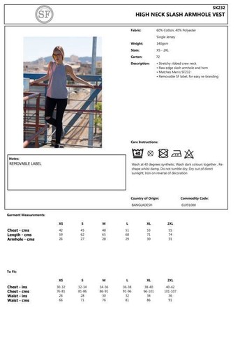 SF Women's High Neck Vest (SK232) - Ladies Fitted Sleeveless Gym Top - Picture 2 of 7