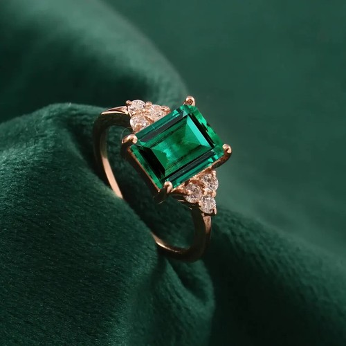 Emerald Cut Antique Silver Ring for Women Valentine's Day Gift For Her Size 7US - Picture 5 of 6