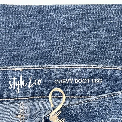 Styles & Co Plus Women Curvy Boot Leg Mid Rise Denim Jeans Sz 8 NWT Tuscon Blue - Picture 11 of 13
