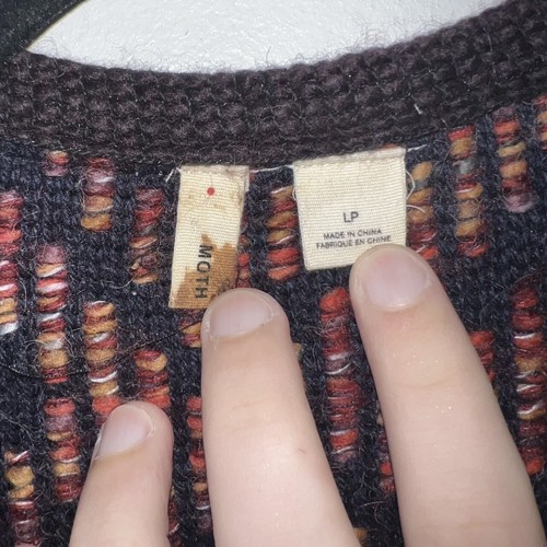 Moth Anthro Damen Jacquard Strickjacke Wollmischung vorne offen Boho Größe PL - Bild 5 von 6