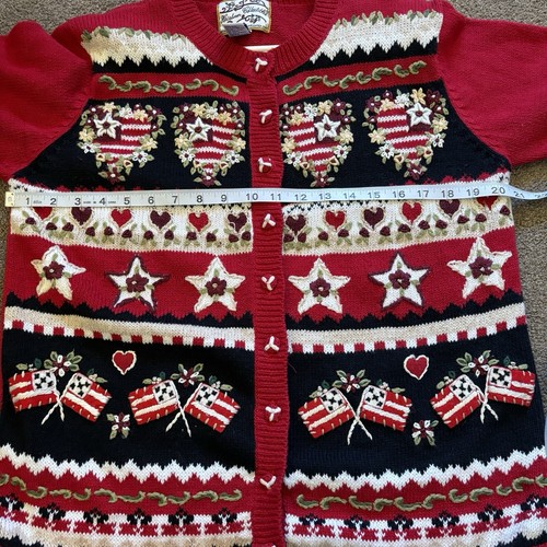 Heirloom Collectibles Cardigan Sweater Heart Valentines Day Red - Womens Size S - Picture 6 of 7