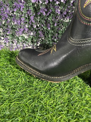 Vintage Miss Capezio Tulip Women's Sz 5 Leather Inlaid Flower Cowboy Boots Black - Picture 13 of 19