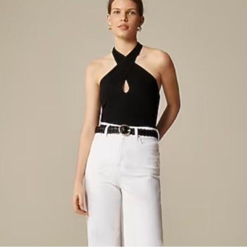 J Crew Stretch Neckholder Tank Top Damen Large schwarz - Bild 1 von 7