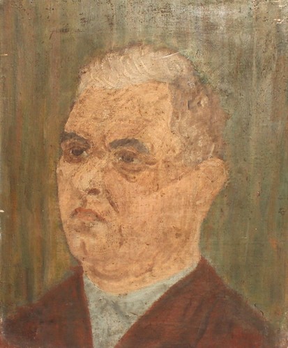 Pintura al óleo retrato hombre fauvista vintage firmada - Imagen 2 de 12