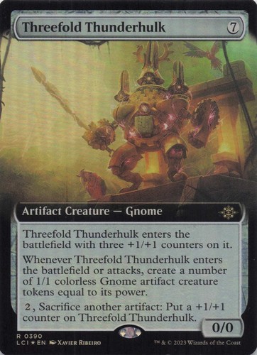 Threefold Thunderhulk (Extended Art) Lost Caverns Ixalan Foil Rare #390 NM MTG - Picture 1 of 2