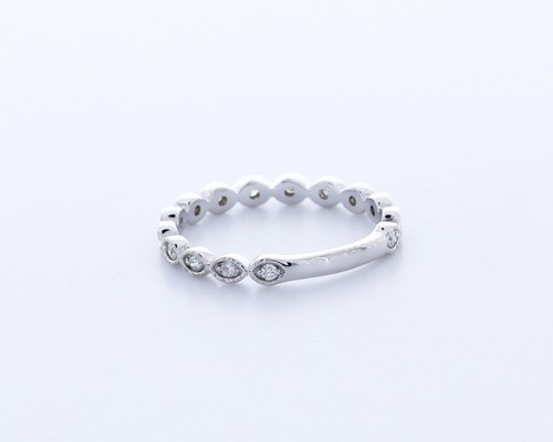Vintage Ehering 0,2 ct Laborgefertigte Diamanten D/VVS2 Rundschliff 14 K Weißgold - Bild 4 von 4