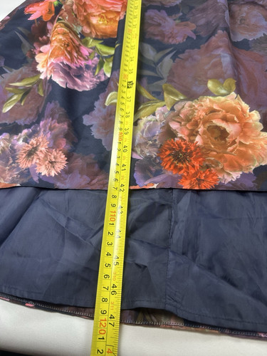 Oasis Midi Skater Navy Floral V Neck Dip Hem Party Prom Cocktail Dress 10 NEW - Picture 7 of 11