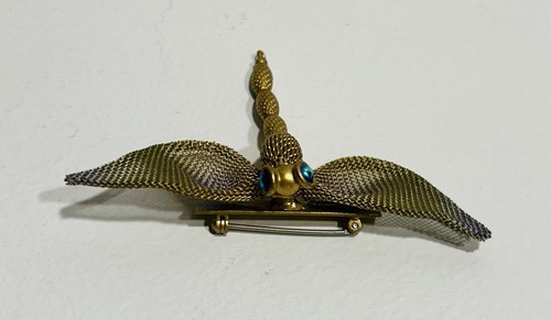 Sarah Cavender Metalworks Mesh Dragonfly Brooch Pin Cabashon Eyes Statement - Picture 6 of 8