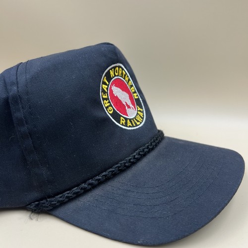 Vintage Great Northern Railway Snapback Mütze Kappe blau Seil Krempe Logo Patch - Bild 2 von 5