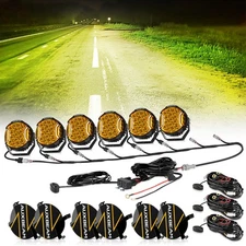 6Pcs AUXBEAM 7" LED Side Shooter Work Light Bar Fog Driving Ditch Pods DRL Amber