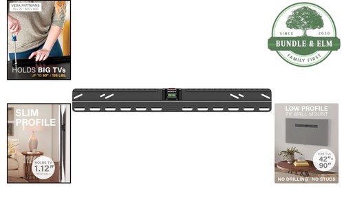 Supporto TV da parete senza borchie metallo nero adatto a TV da 42-90 pollici installazione rapida - Foto 2 di 11