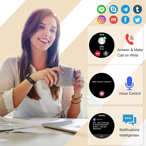 Smartwatch Uomo Donna, 1.43" HD AMOLED Orologio Smartwatch Con Chiamate E Whatsa - Foto 3 di 12