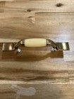4 Pack Vintage Antique Brass And Ceramic Cabinet Pulls.   0101.
