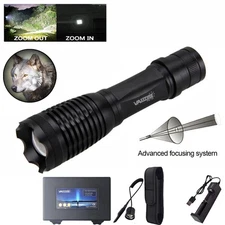 Hunting White Light 800Yards LED Flashlight Zoomable Predator Coyote Hog Varmint