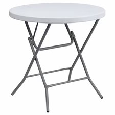 FLASH FURNITURE DAD-YCZ-80R-GW-GG Round Wh 32Rnd Plastic Fold Table, 31.5" W,