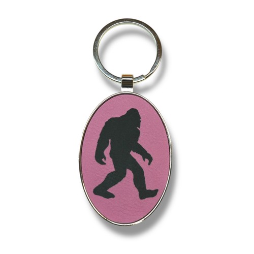 Keychain - Oval/Metal - Bigfoot Sasquatch - Leather - Picture 9 of 15