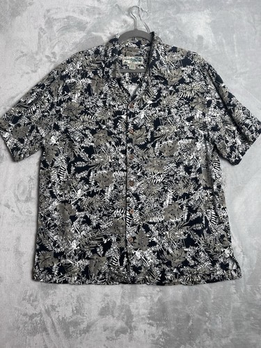 Havana Jacks Cafe Shirt Mens Large Hawaiian Floral Tropical Button Camp Rayon - Picture 1 of 10