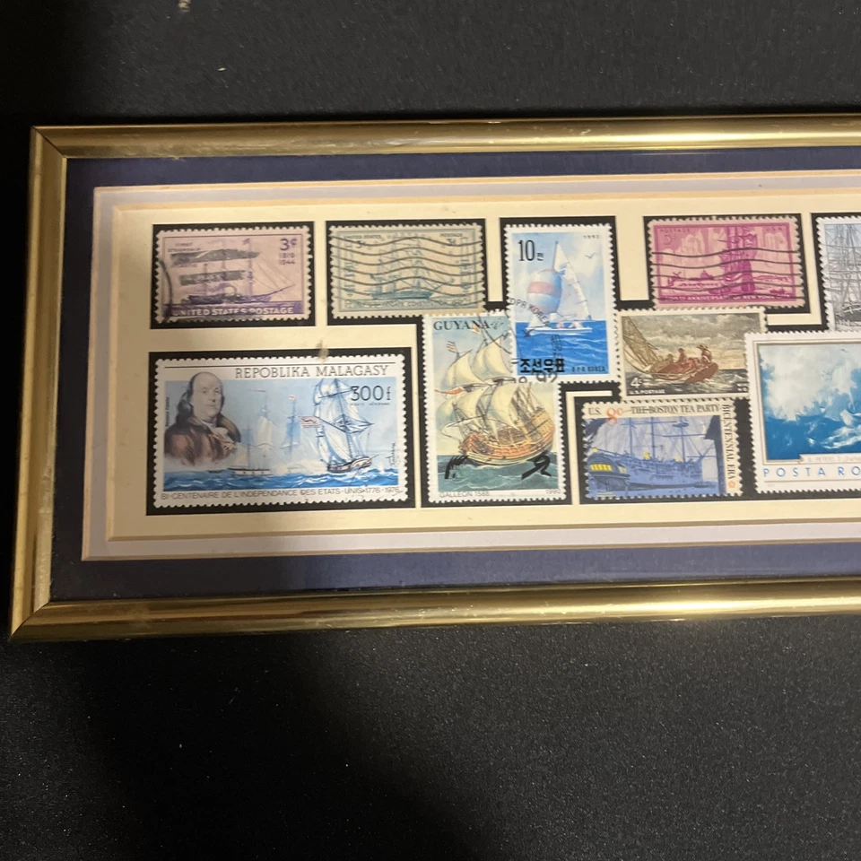 Framed Sailing Themed Stamp Collection Vintage Antique - Image 2 of 4