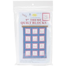 Jack Dempsey Themed Stamped White Quilt Blocks 9"X9" 12/Pkg-Sunbonnet Sue  Sam
