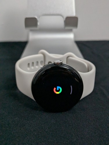 Google Pixel Watch 41mm Polished Silver Stainless Steel Chalk Active Wrist Band - Zdjęcie 2 z 9