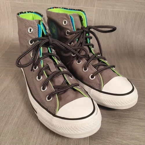 Converse Chuck Taylor All Star Hi Tops Dbl grigio a strati e pois UK 6