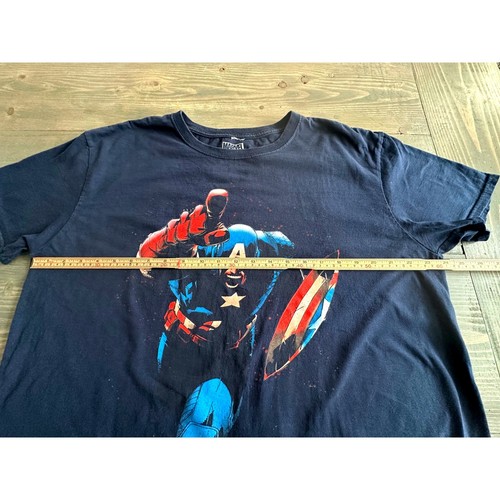 Camiseta Marvel Original Capitán América Gráfica Azul 100% Algodón Adulto Talla XL - Imagen 4 de 6