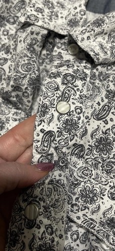 Wrangler Retro Pearl Snap Shirt Mens XL Western Floral Paisley White & Black - Picture 10 of 12
