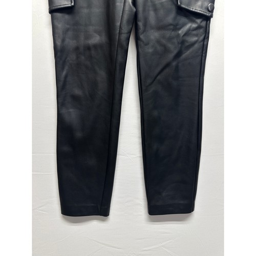 Steve Madden Black Faux Leather Cargo Pants 🖤 Edgy Streetwear Y2K Utility Style - Picture 2 of 11