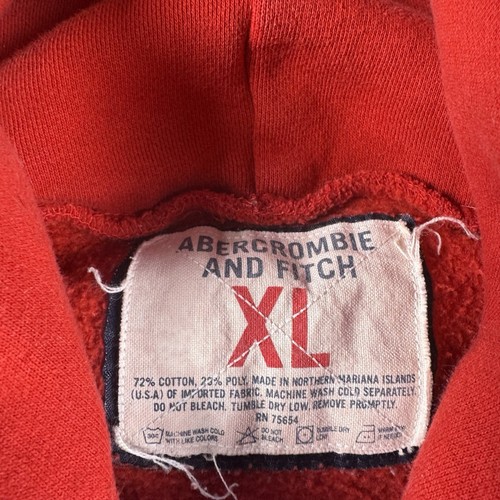 Vintage Abercrombie & Fitch Hoodie Mens XL Red Pullover Surfer Grunge Y2K - Picture 6 of 8