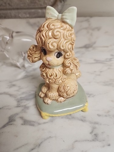 Vintage MCM weißer Pudel auf Kissen Glanzware Figur Keramik 6."  - Bild 1 von 14