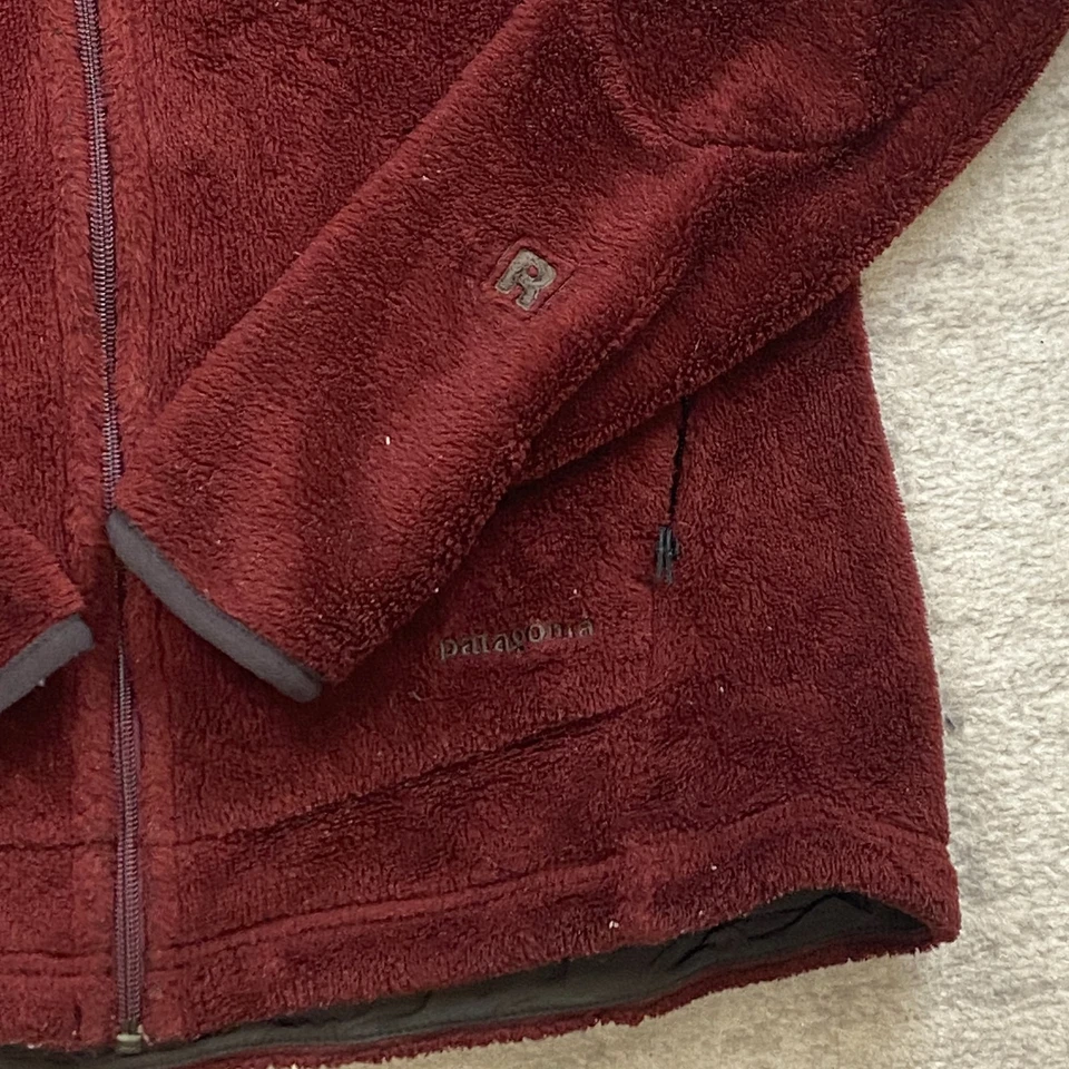 Jaqueta de lã reguladora Patagonia R4 feminina grande vermelha cinza com zíper ao ar livre feminina - Imagem 2 de 4