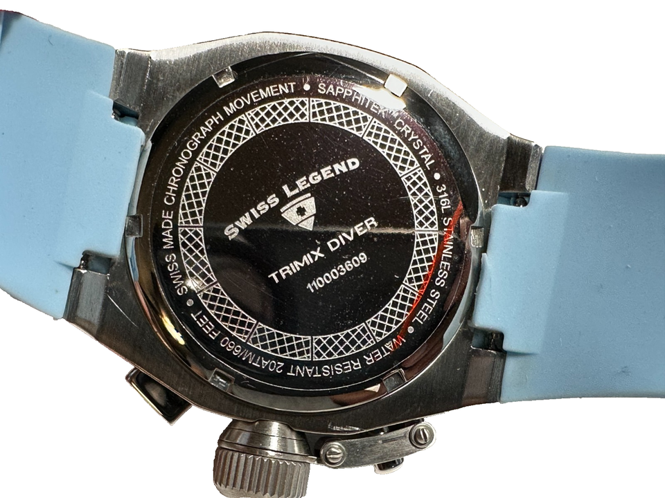 NEW IN BOX! Quartz-Swiss Legend TRIMIX DIVER-Black/White Face-Black