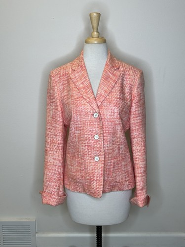 Bernard Zins Paris Women's Pink Tweed Jacket Size 10 - Picture 1 of 10